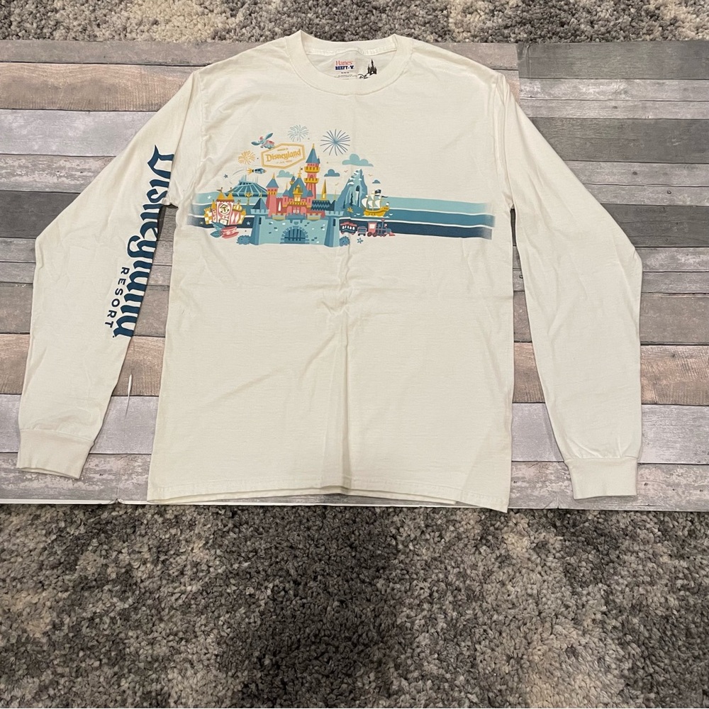 Disney Cream Long Sleeve Tee with Blue Graphic
